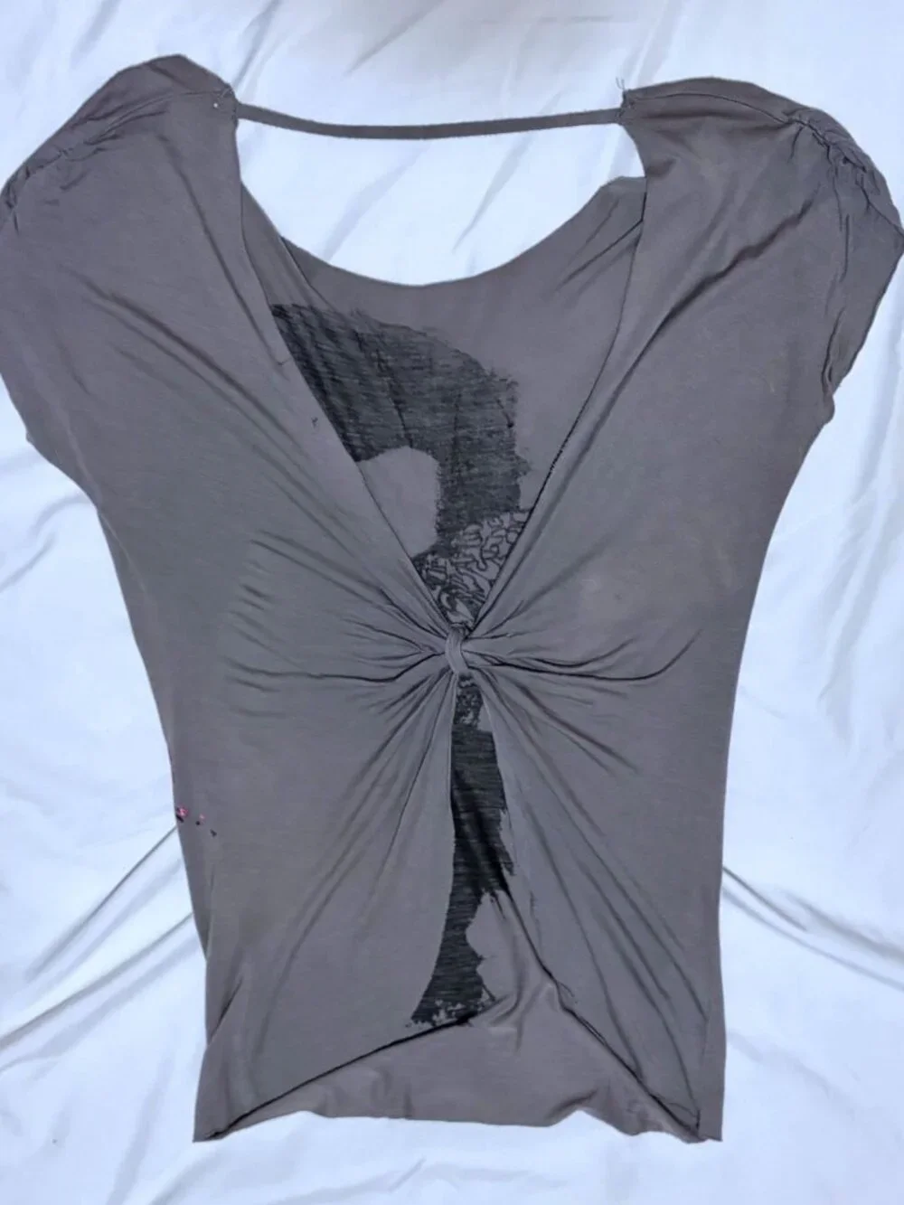 Y2K Wet Seal Butterfly Face Shirt L Metallic Open Back Grunge Fairy - Picture 2 of 5